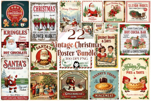 Download Vintage Christmas Poster Quotes Bundle - Quotes Collection